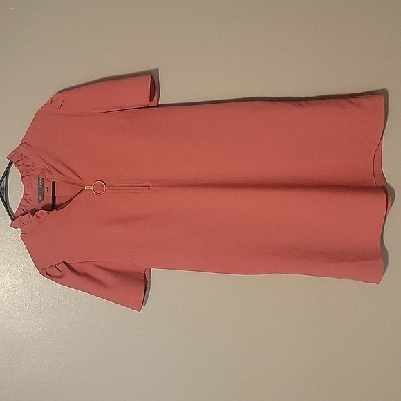 Sharagano Womens Quarter Zip T Shirt Mini‎ Dress Peach Size 12 - Picture 1 of 5